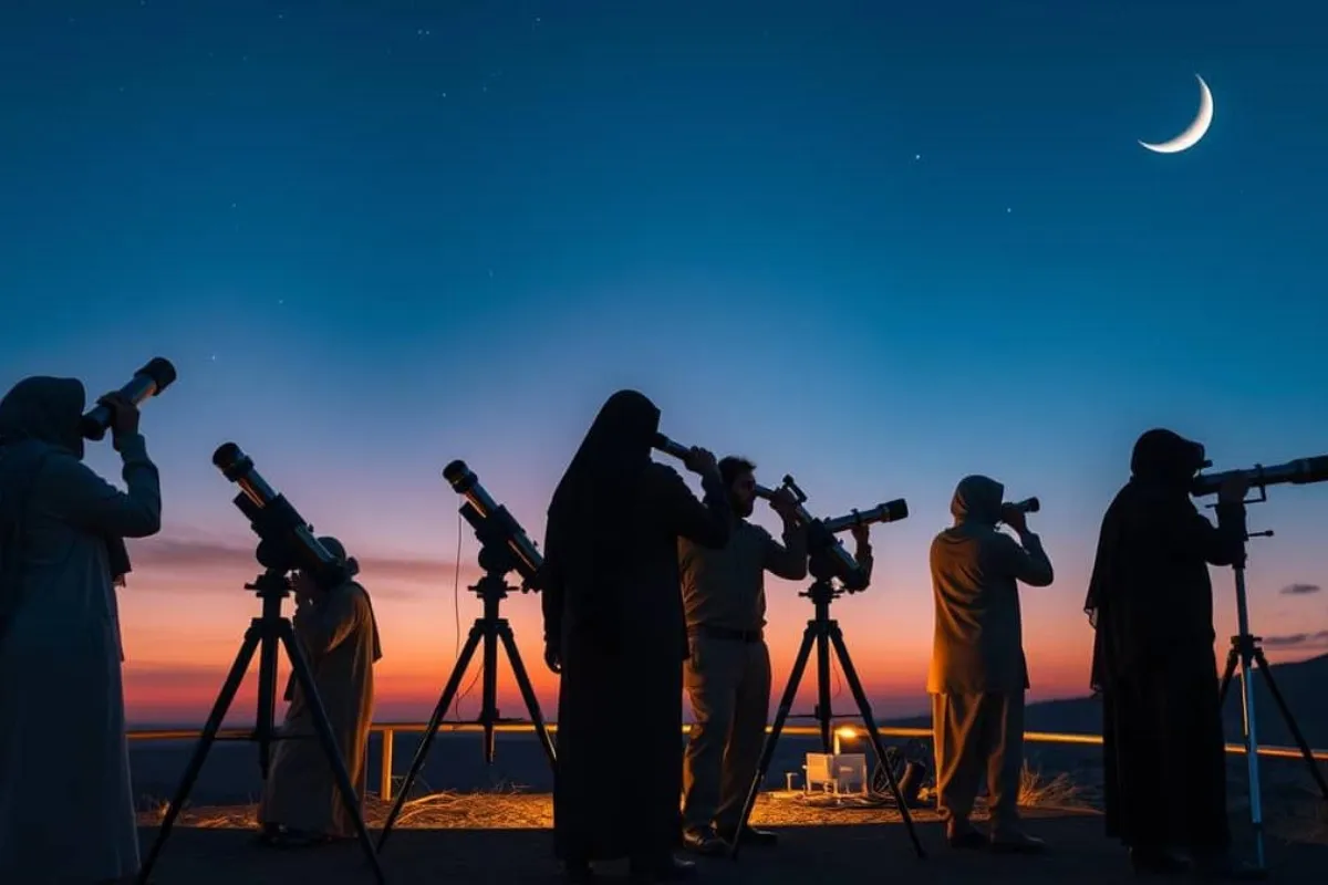 Ilustrasi melihat hilal, Rukyat adalah salah satu metode menentukan awal