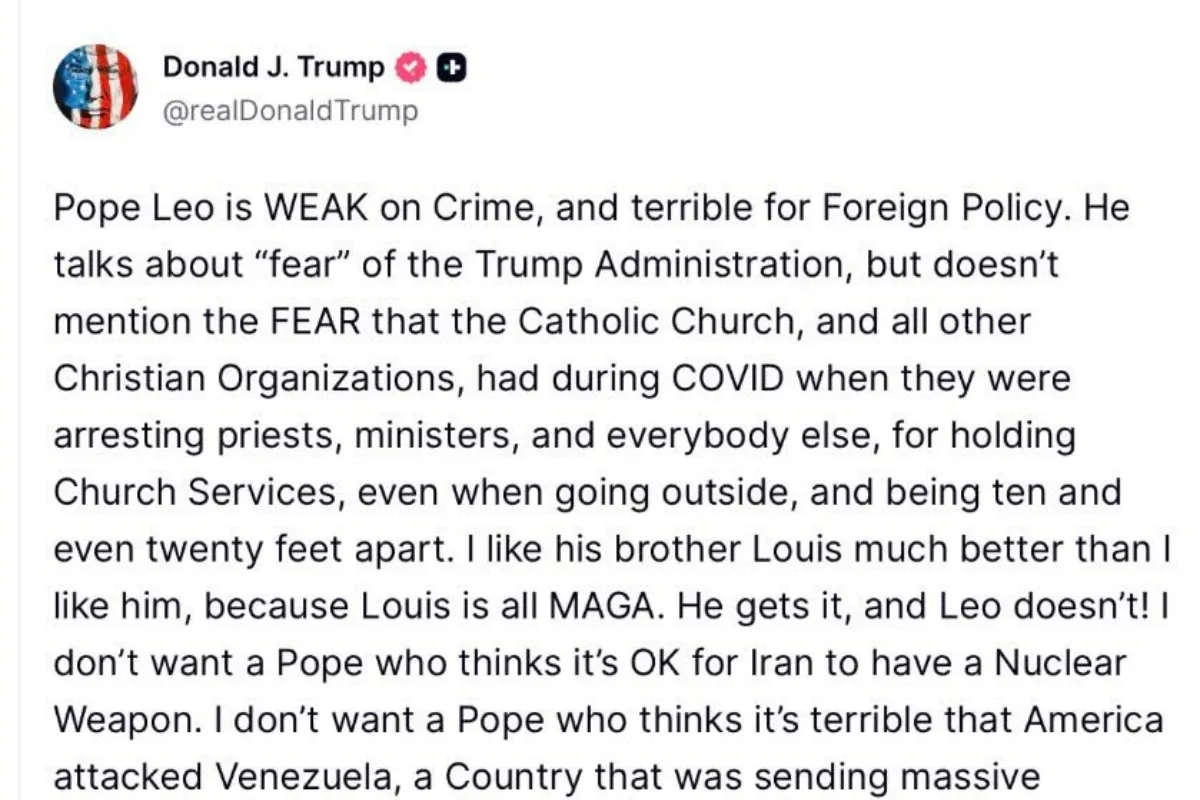 Postingan Trump menyerang Paus Leo